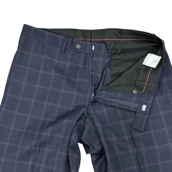 Ted Baker London No Ordinary Joe Jake 100% Wool Suit Navy Windowpane 40Long 34W - Picture 15 of 16